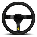 MOMO Automotive Accessories MOD 31 Steering Wheel with 320 mm Diameter, Flat 3-Spoke Design, Black Suede Grip, Aluminum and Black Anodized Finish