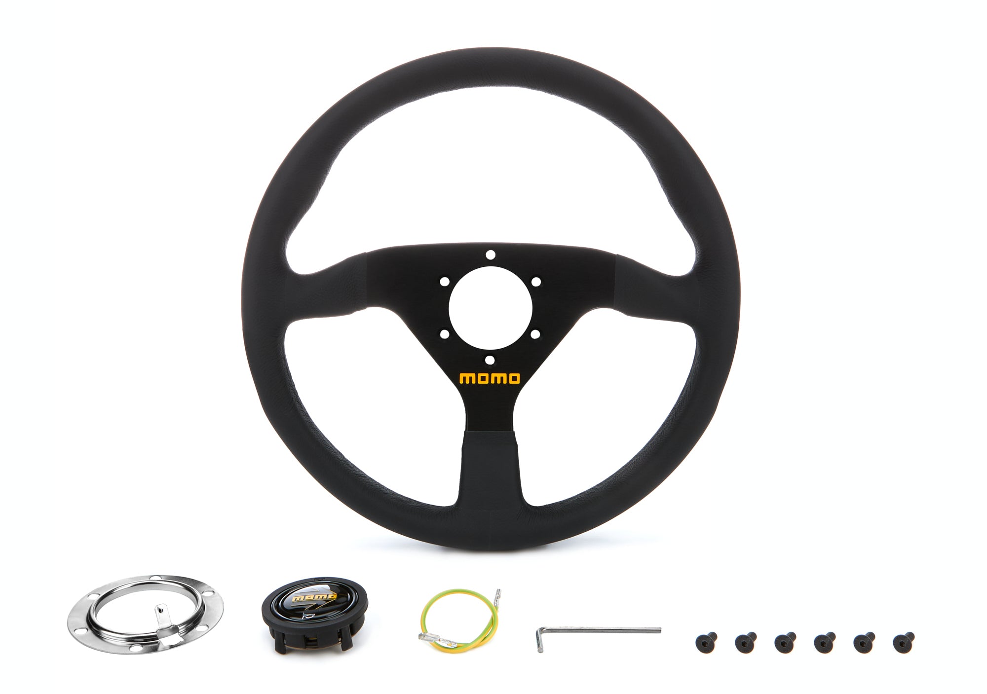 MOMO Automotive Accessories R1909/33L MOD 78 Steering Wheel with Black Leather Grip and Aluminum Finish
