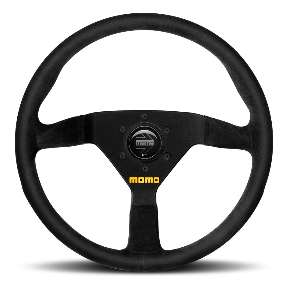MOMO Automotive Accessories MOD 78 Steering Wheel 320mm Diameter Black Suede Grip with Aluminum and Black Anodized Finish
