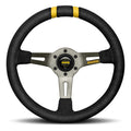 MOMO Automotive Accessories Mod Drift Steering Wheel, 330mm Diameter, Black Suede Grip, 3-Spoke Aluminum Construction with Gray Anodized Finish
