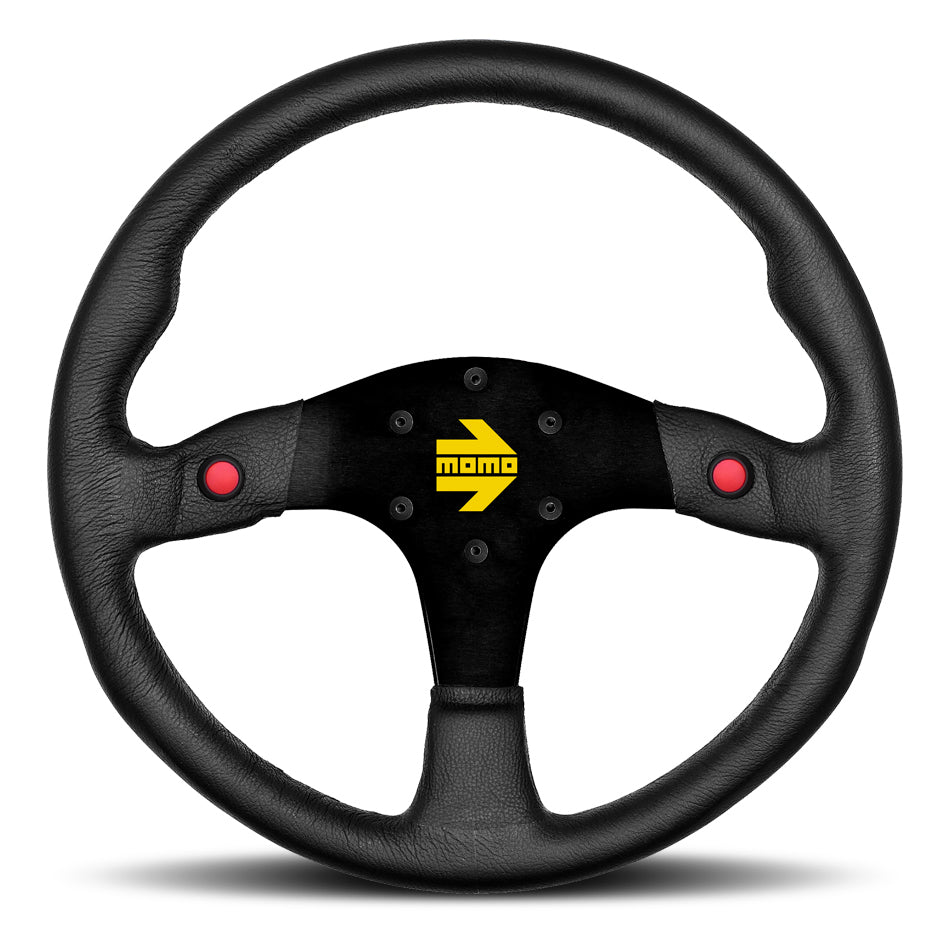 MOMO Automotive Accessories MOD 80 Steering Wheel 350mm Diameter Black Leather Grip with Aluminum Frame