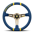 MOMO Automotive Accessories R1911/35MBL Drifting Blue 350mm Diameter 3-Spoke Steering Wheel with Aluminum Brushed Finish and Microfiber Grip