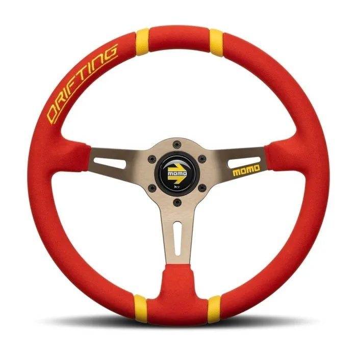 MOMO Automotive Accessories R1911/35MR Drifting Red 350mm Diameter 3-Spoke Aluminum Steering Wheel