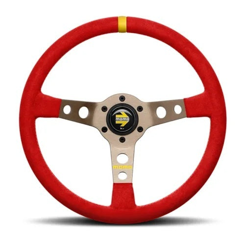 MOMO Automotive Accessories R1905/35MR Mod.07 Microfiber Steering Wheel with Red Grip and Yellow Stripe