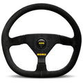 MOMO Automotive Accessories MOD 88 Steering Wheel 350mm Diameter Black Suede D-Shape with 3 Spokes and Aluminum Black Anodized Center
