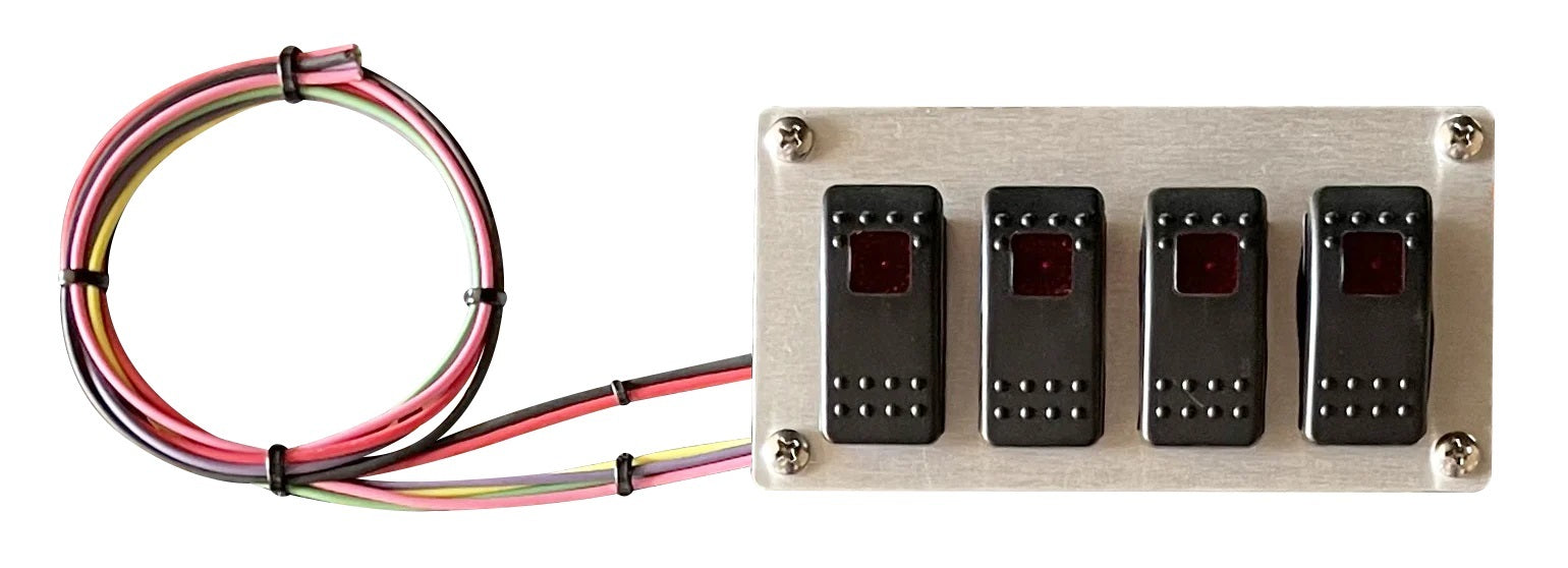 American Autowire 510919 Rocker Switch Panel with Four Switches and Red Indicator Lights, Dash Mount, 5.75 x 3 Inches