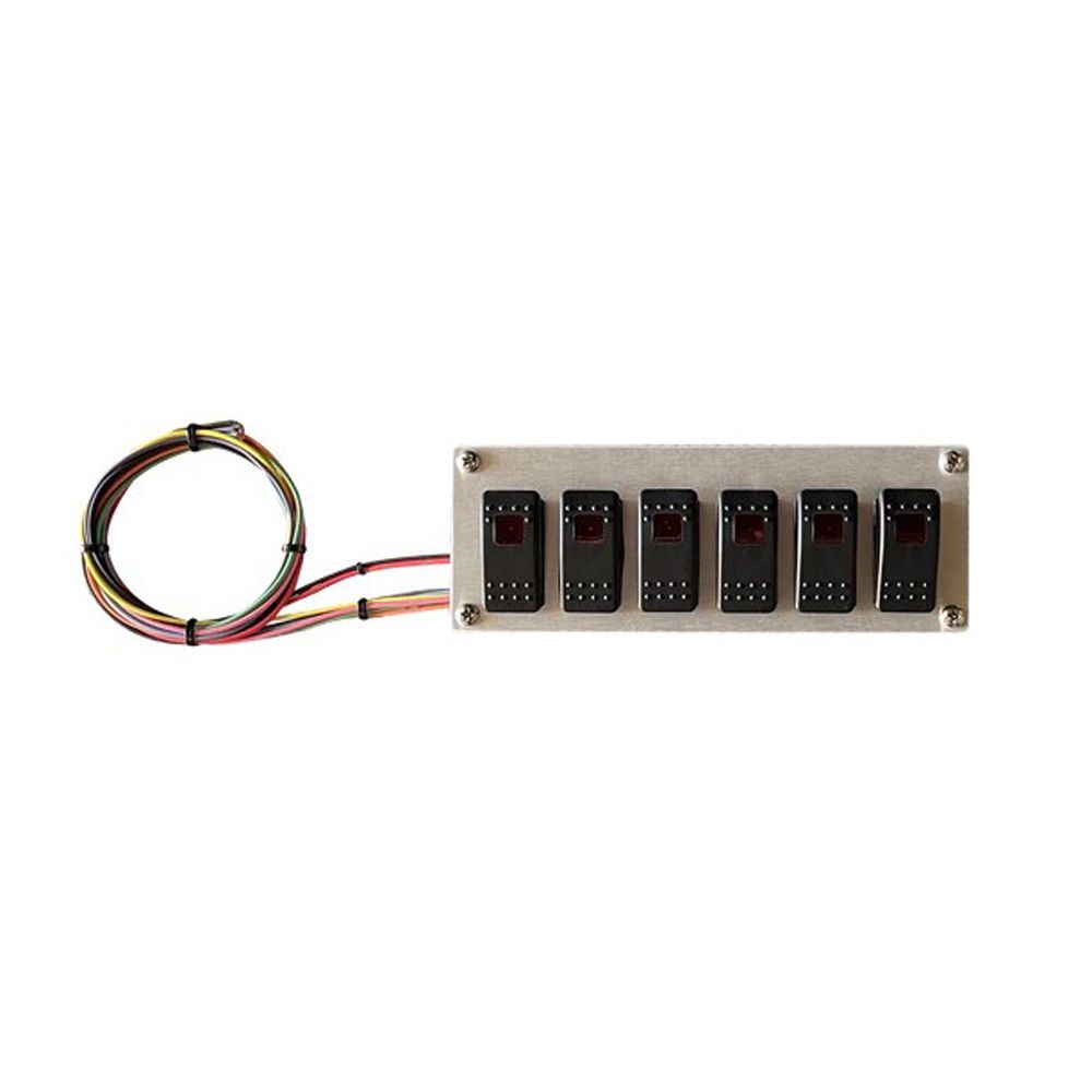 American Autowire AAW510921 Rocker Switch Panel with Six Rockers and Red Indicator Lights, Dash Mount, 8.25 x 3 Inches
