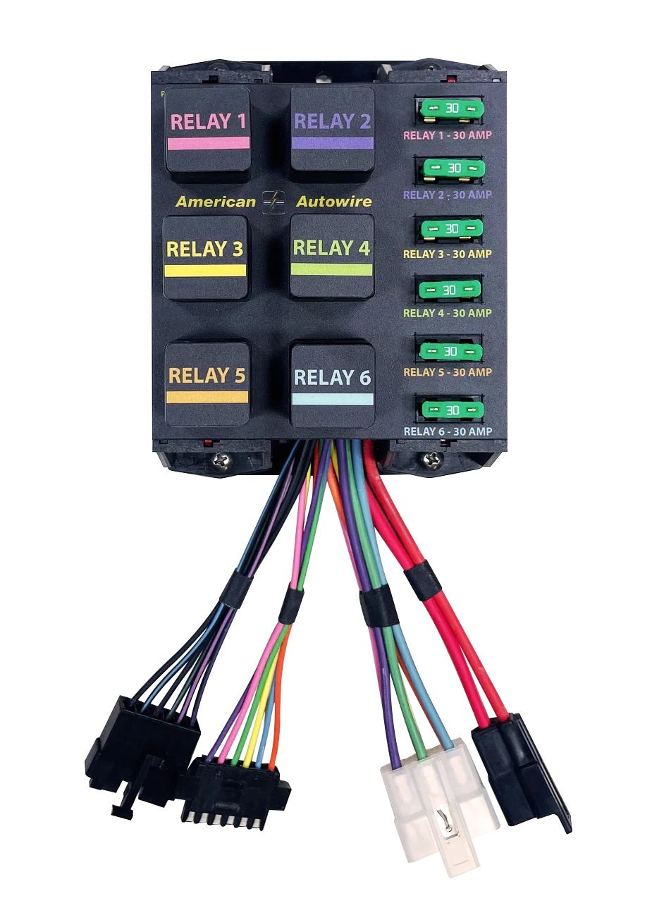 American Autowire AAW510922 Banked Relay System with Six Relays, 40 Amp, 12V, Wiring Included