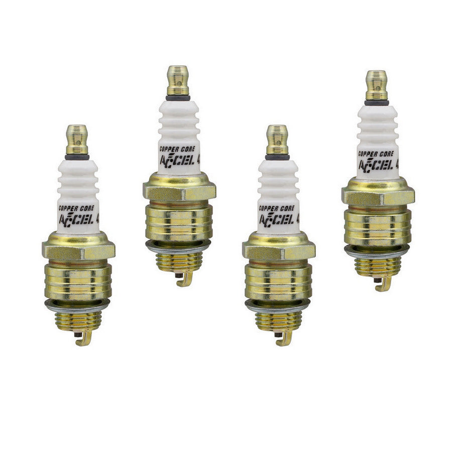 Accel 0437S-4 Spark Plug Set of 4 Shorty 14 mm Thread, 0.375 Inch Reach, Gasket Seat with Resistor