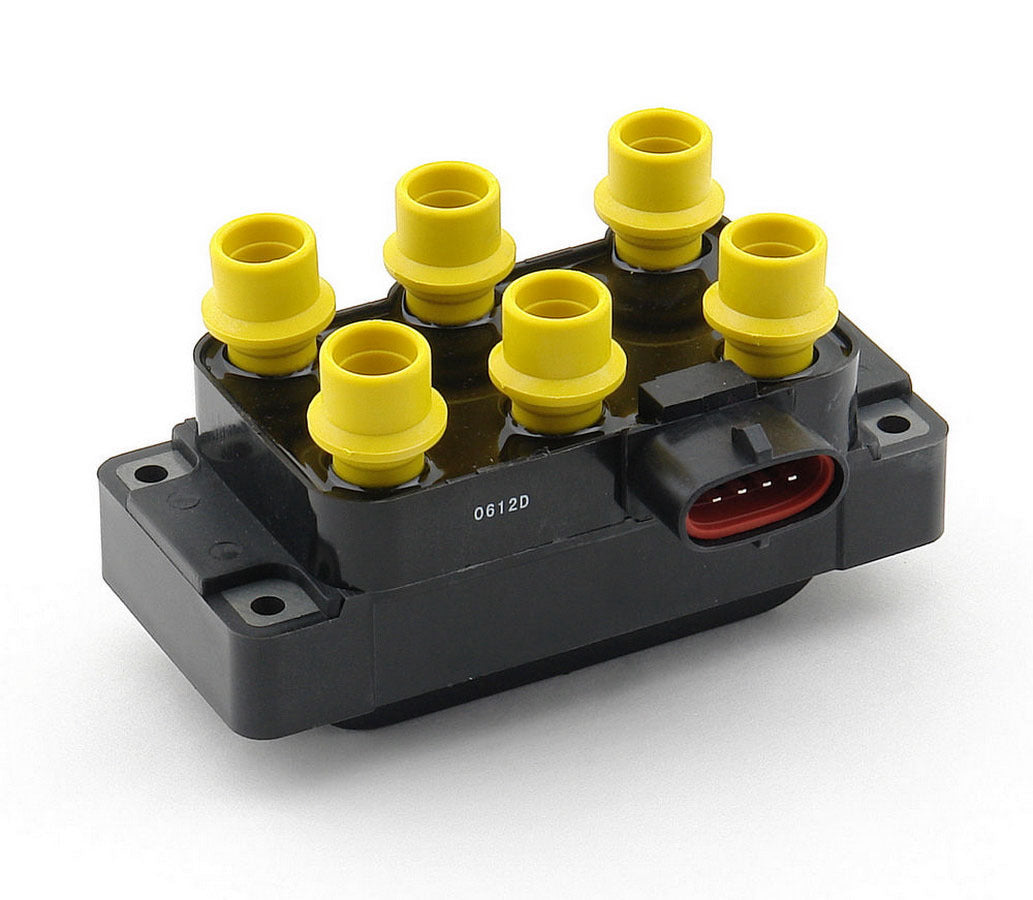 Accel Super Coil 140035 for Ford V6 89-04, 6-Tower Ignition Coil Pack, 0.500 Ohm, Yellow and Black Finish, Horizontal Harness