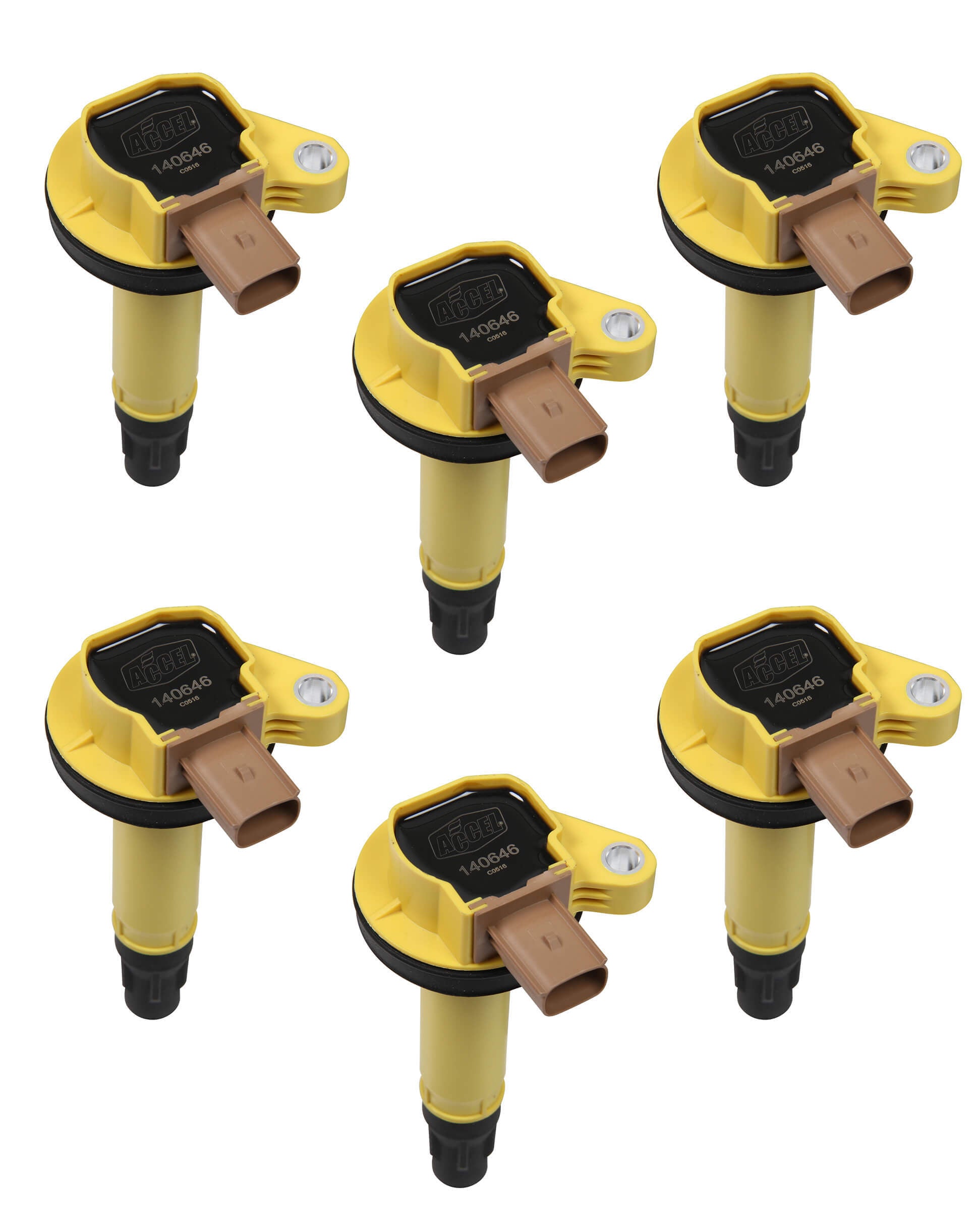 ACCEL 140646-6 Ignition Coil Pack for Ford 3.5L V6 EcoBoost, Yellow, Set of 6