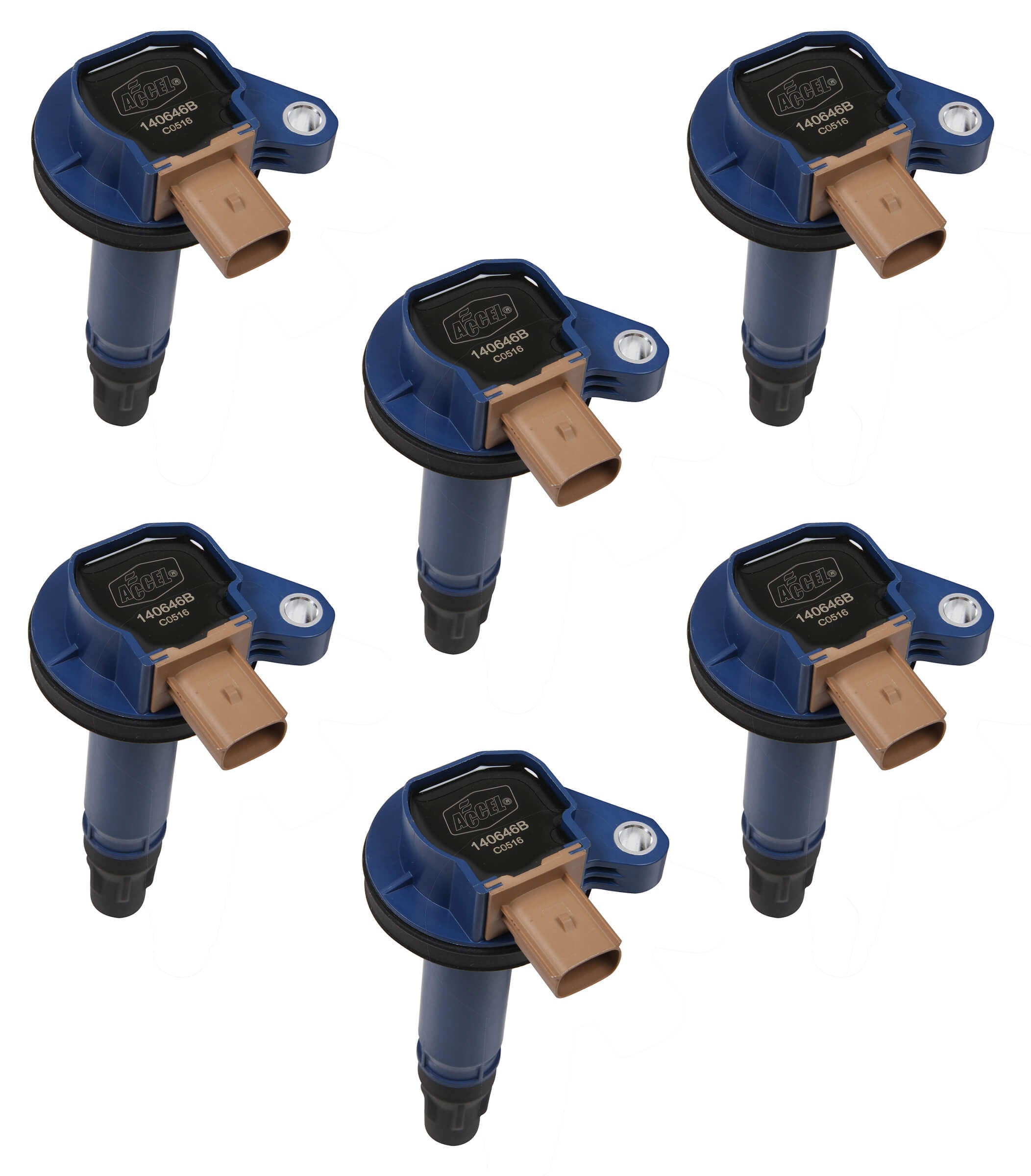 ACCEL 140646B-6 Super Coil Ignition Coil Pack for Ford 3.5L V6 EcoBoost, Set of 6, Blue