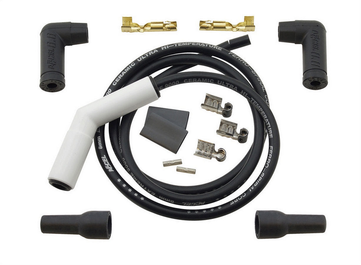 Accel Repl Plug Wire Extreme 9000 Ceramic 8 mm Spiral Core Black 60 Inch with 135 Degree Ceramic Boot for HEI and Socket Style Ignition Systems