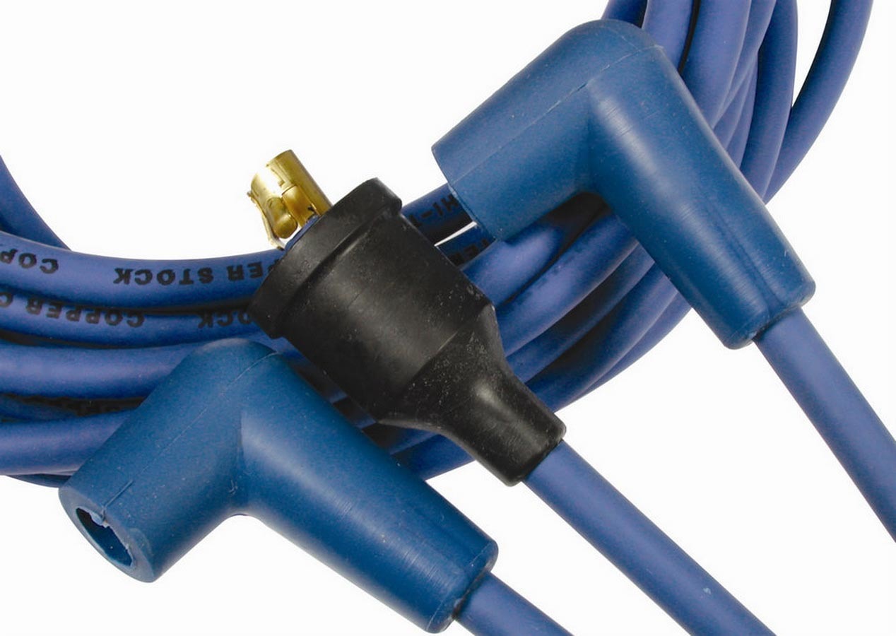 Accel 4039B Super Stock 8mm Spiral Core Spark Plug Wire Set with 90 Degree Copper Boot - Blue, V8 Engine