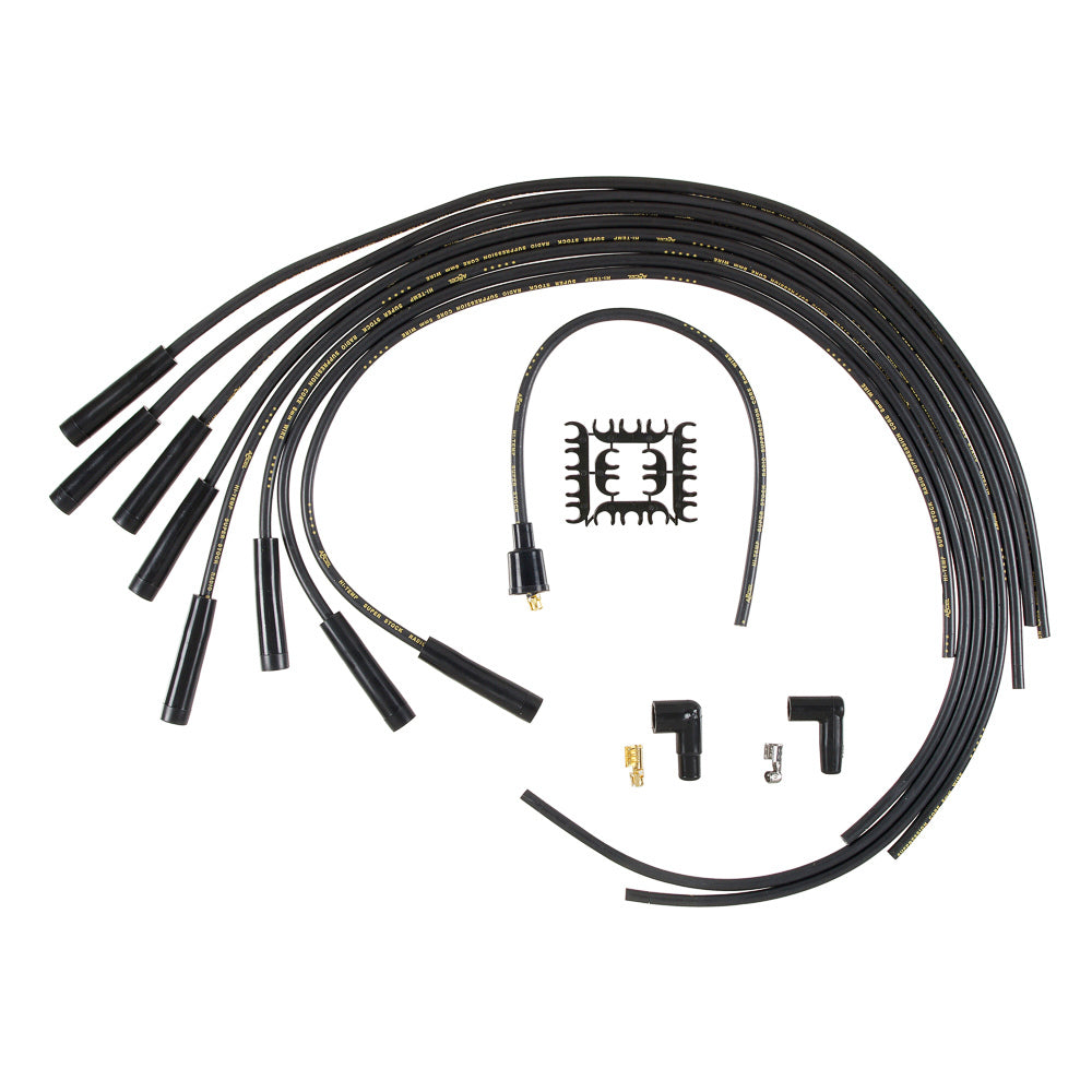 Accel 4040K Spark Plug Wire Set, 8mm Spiral Core, Black, Straight Plug Boots, HEI Style Terminals, Cut-To-Fit, V8 Engine