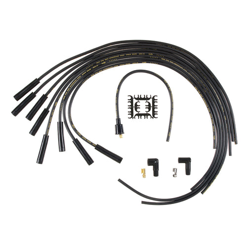 Accel 4040K Spark Plug Wire Set, 8mm Spiral Core, Black, Straight Plug Boots, HEI Style Terminals, Cut-To-Fit, V8 Engine