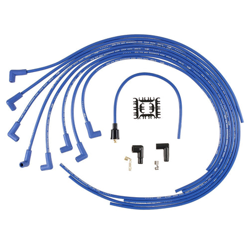 Accel 4041B Spark Plug Wire Set, 8mm Super Stock Spiral Core, Blue, 90 Degree Plug Boots, HEI Style Terminal, Cut-To-Fit, V8 Engine Compatibility