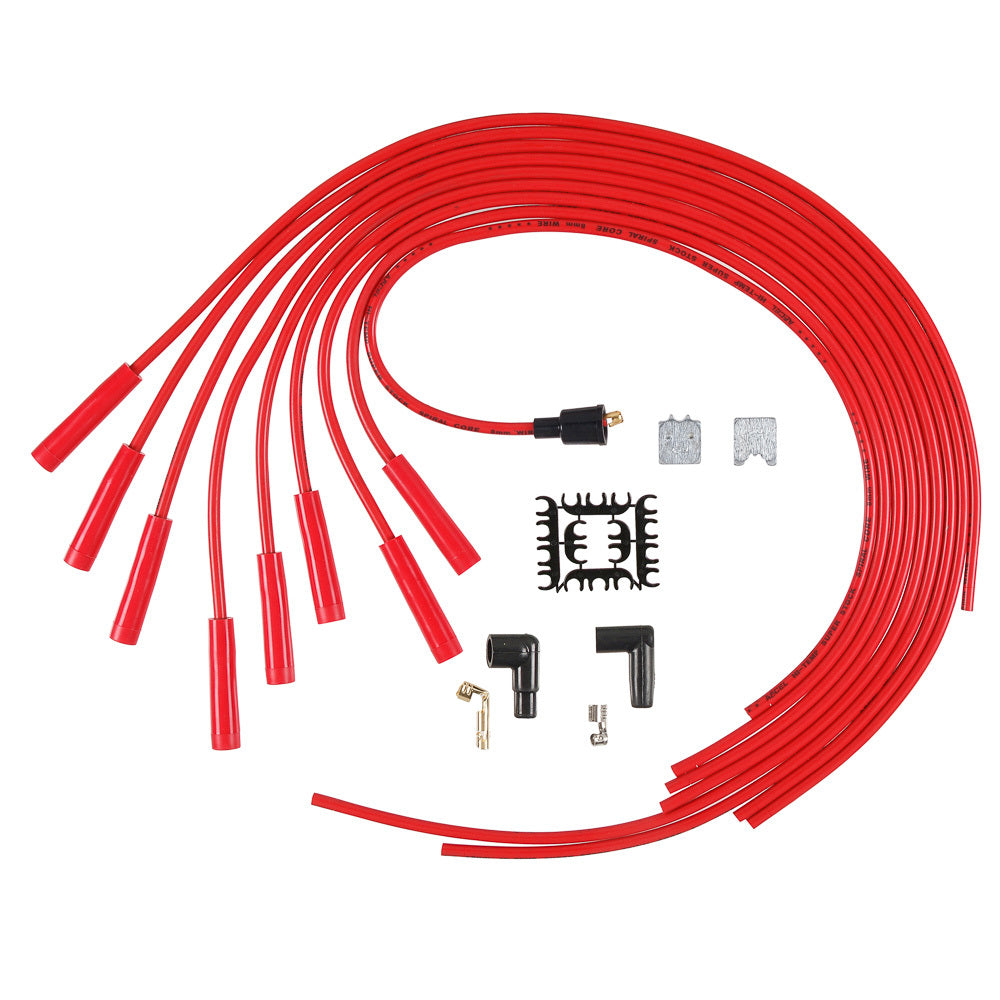 Accel 5040R Super Stock Spiral Core 8mm Red Spark Plug Wire Set for V8 Engines