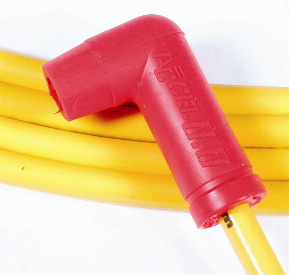 Accel 8031 Spark Plug Wire Set with Spiral Core, 8.8 mm Diameter, Yellow, 90 Degree Plug Boots, HEI Style Terminals, Cut-To-Fit for V8 Engines
