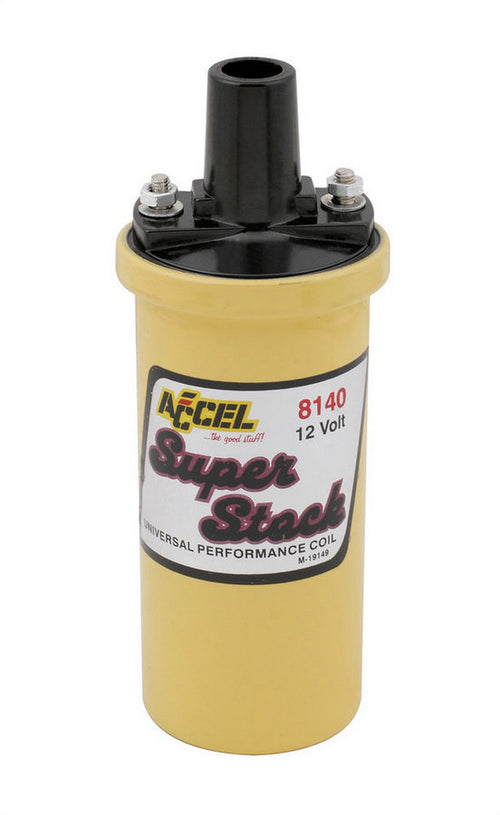 Accel 8140 Super Stock Yellow Ignition Coil, Oil Filled, Canister Design, 42,000 Volts