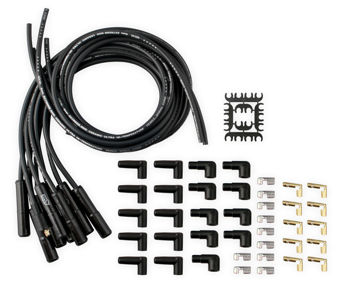 Accel 9000CK Spark Plug Wire Set with 8mm Black Spiral Core and Ceramic Boots for V8 Engines