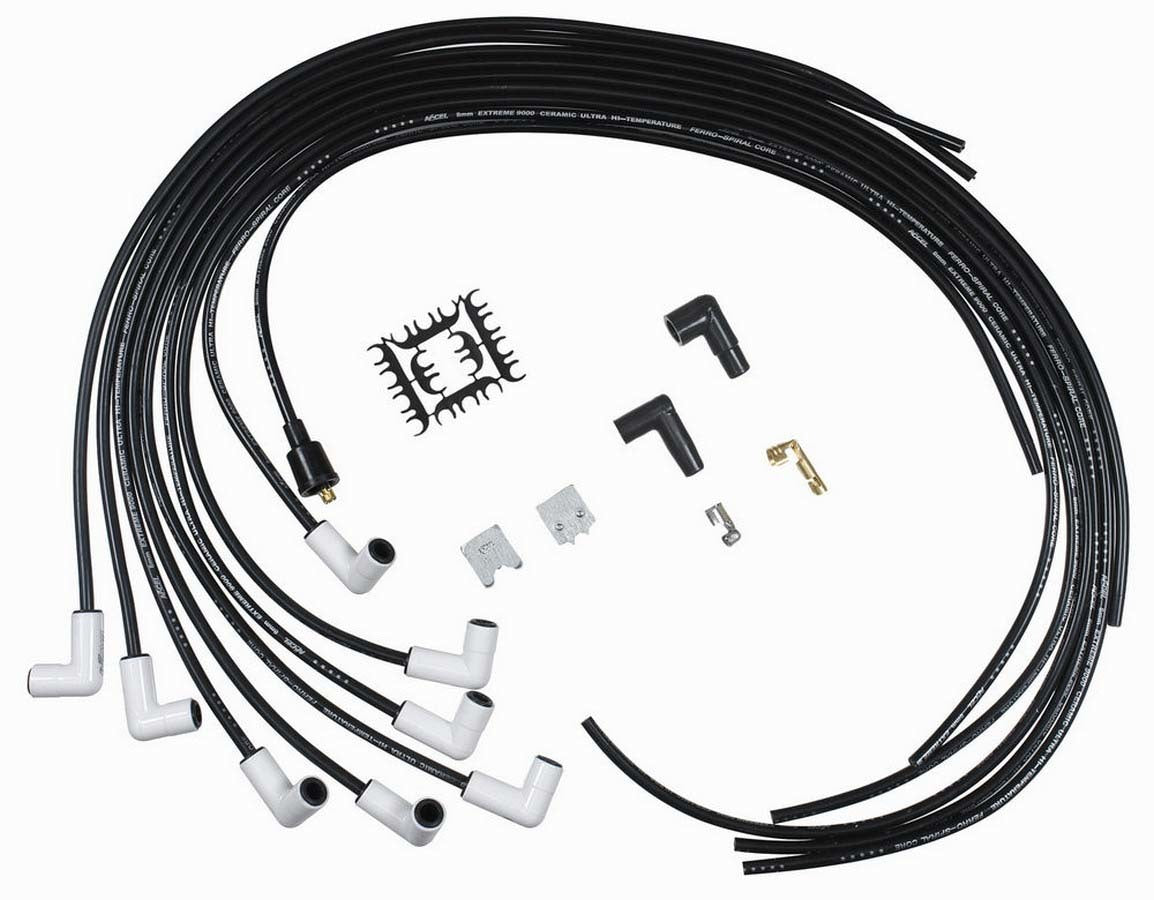 Accel 9001C Extreme 9000 Ceramic Spark Plug Wire Set with 8 mm Spiral Core and 90 Degree Boots for V8 Engines