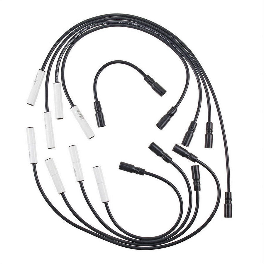 Accel 9043C Extreme 9000 Ceramic Spark Plug Wire Set for Big Block Chevy, 8mm Spiral Core, Black with Factory Style Ceramic Boots
