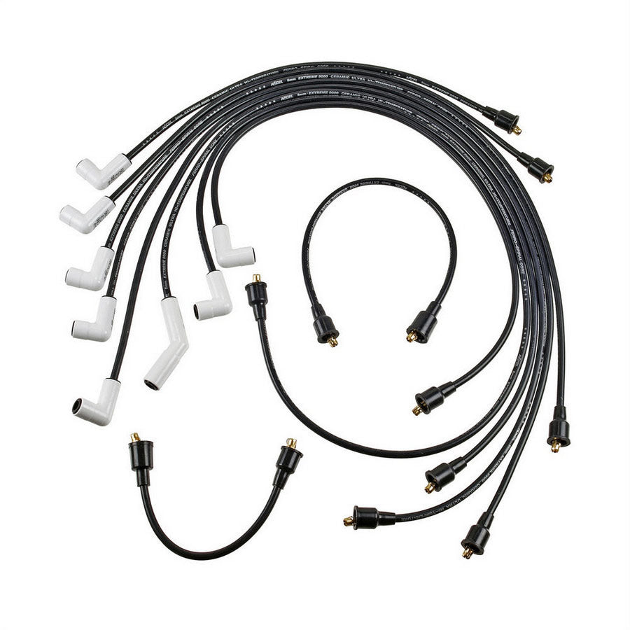 Accel Extreme 9000 Ceramic Spark Plug Wire Set for V8 Engines, 8 mm Black Spiral Core with Factory Style Ceramic Boots
