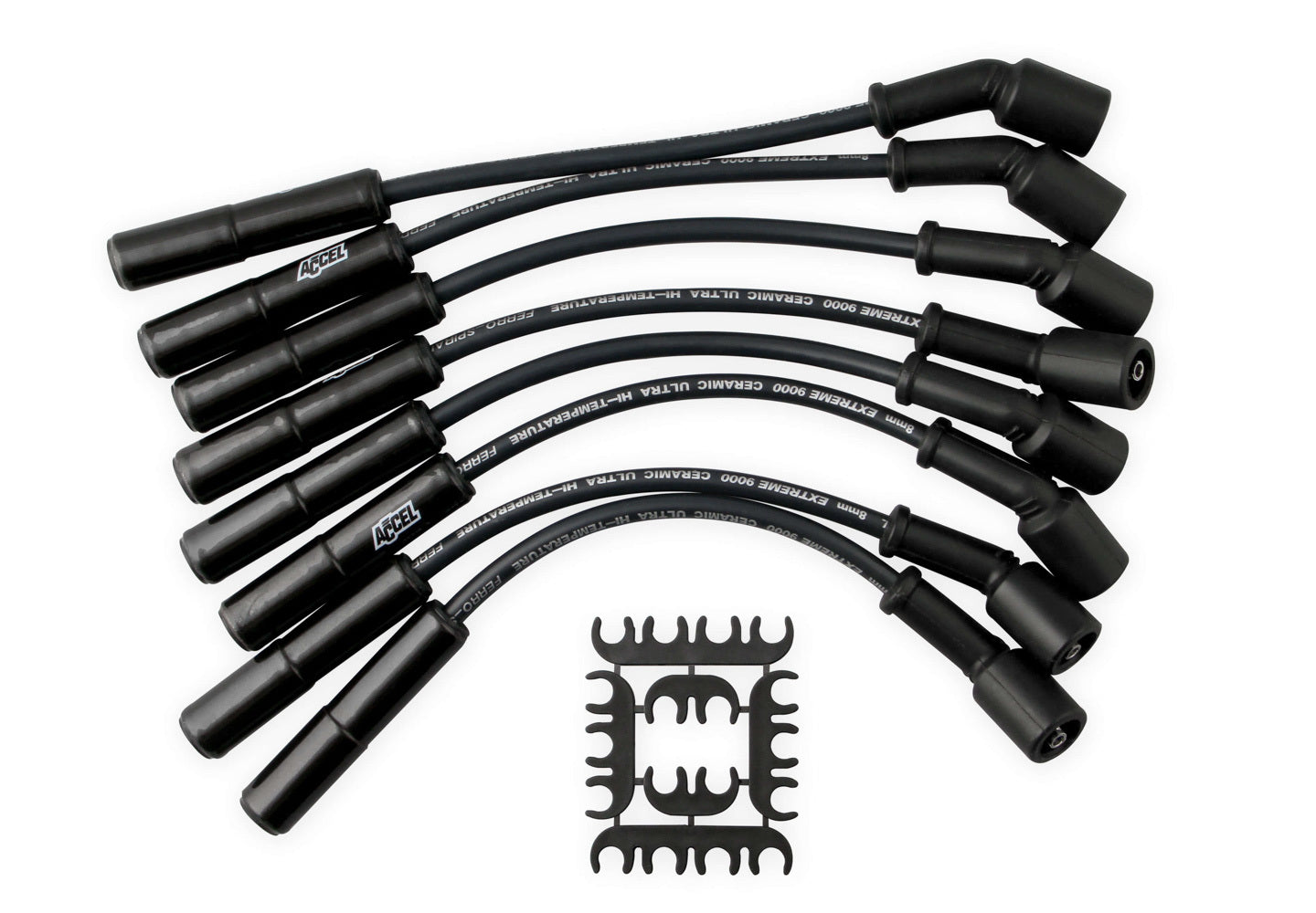 Accel X9000 Spark Plug Wire Set for GM LS-Series Engines, 12 Inch Length, Black Ceramic Boots