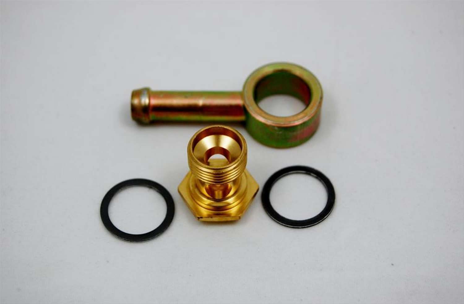 Advanced Engine Design AED5427 Banjo Fuel Bowl Fitting for Holley 4160 Carburetors, 5/16 Inch Hose Barb to 9/16-24 Male, Steel with Cadmium Finish