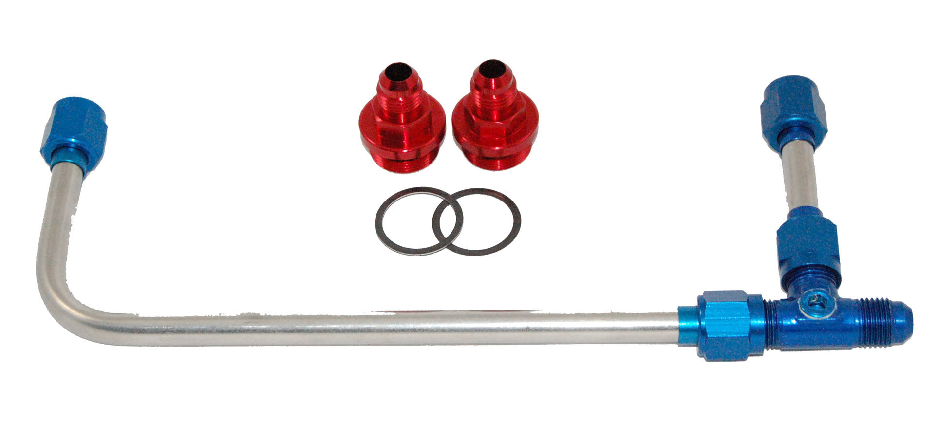 Advanced Engine Design 60946 Polished Stainless Steel 4160 Carburetor Fuel Line Kit with Dual 6 AN Female Outlets and Fittings