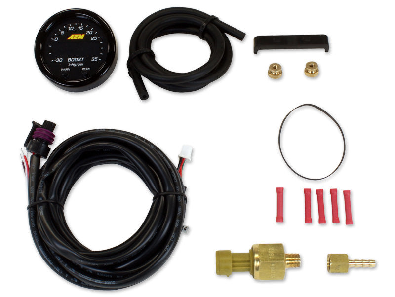 AEM Electronics 30-0306 X-Series Boost Pressure Gauge -30 to 35 PSI, Digital, Electric, 2-1/16 Inch Black Face