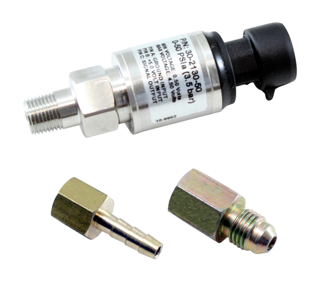AEM Electronics 30-2130-50 Map Sensor Kit, 3.5 Bar / 50 PSI, Stainless Steel, 1/8 in NPT Male Thread