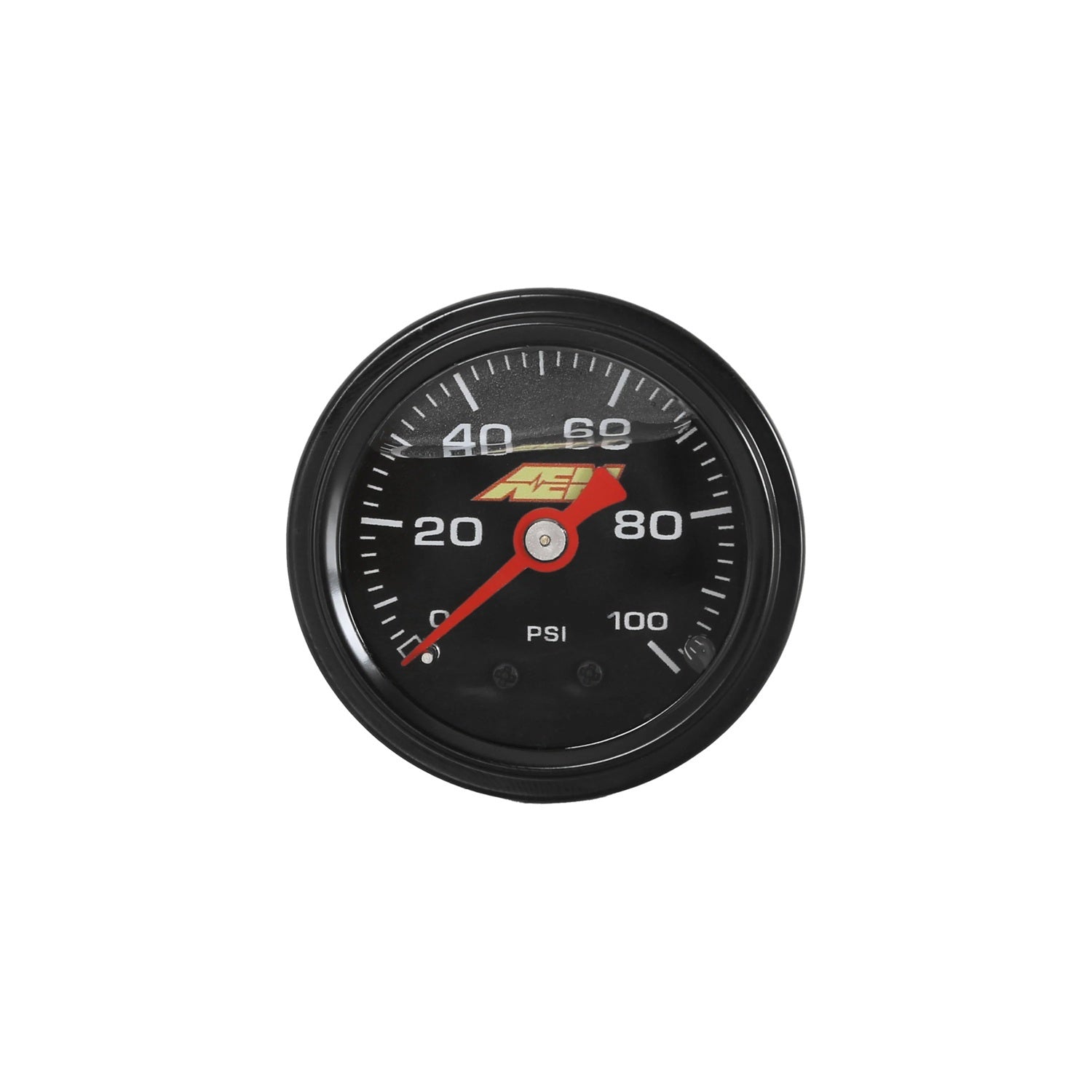 AEM Electronics 30-2135-100 Liquid Filled Pressure Gauge, 0-100 PSI, Mechanical, Analog, Full Sweep, 1-1/2 Inch Diameter, Black Face