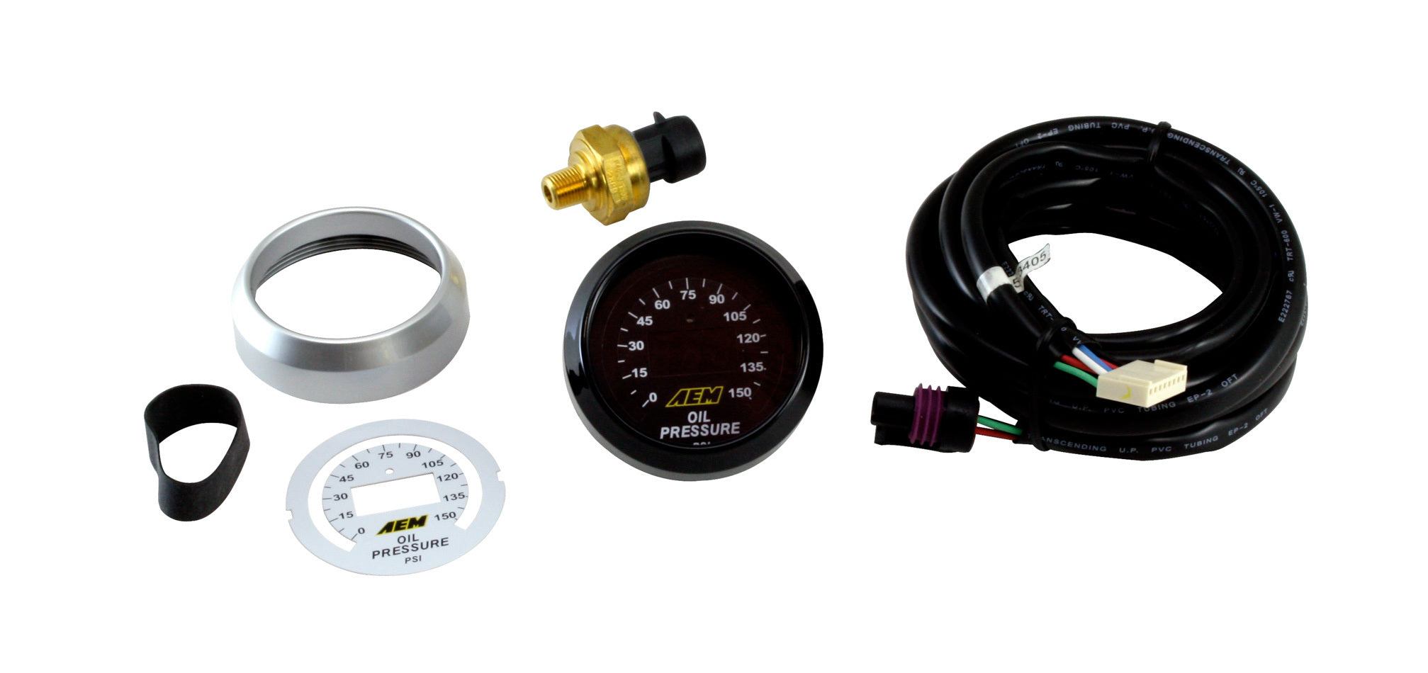AEM Electronics Oil Pressure Digital Gauge 0-150 psi, Electric, 2-1/16 Inch Diameter, Black and White Face