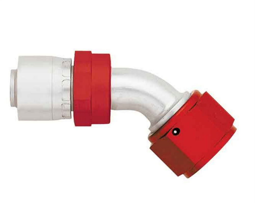 AEROQUIP FBM4121 #4 45 Degree Crimp Fitting for 4 AN Hose, Aluminum, Red and Silver