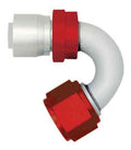 Aeroquip FBM4254 Startlite Hose End Fitting with 150 Degree Bend for 10 AN Hose, Aluminum, Red and Silver