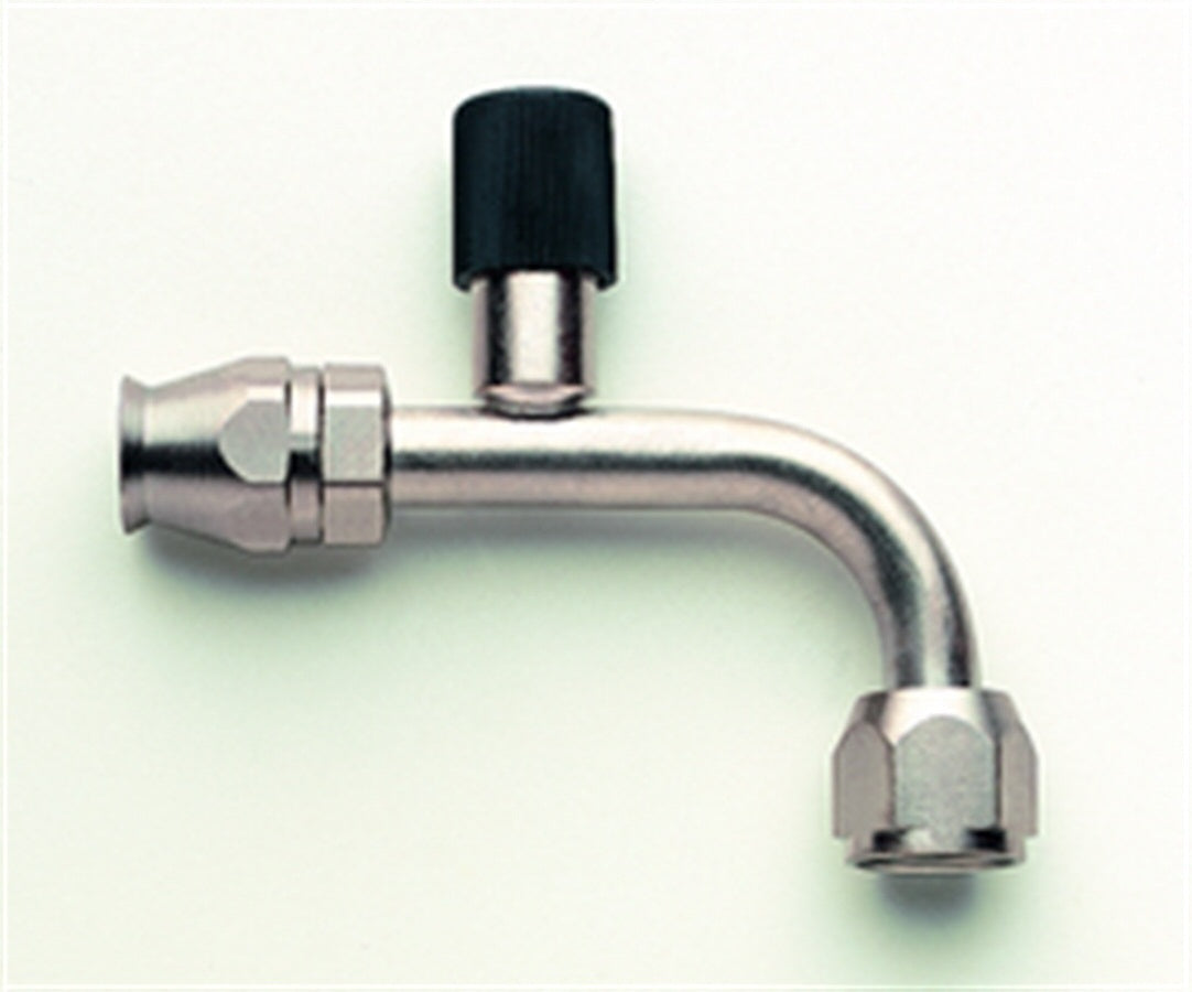 Aeroquip FCE1834 90 Degree -10 Air Conditioning Fitting with Charge Port and O-Ring for Refrigerant Lines