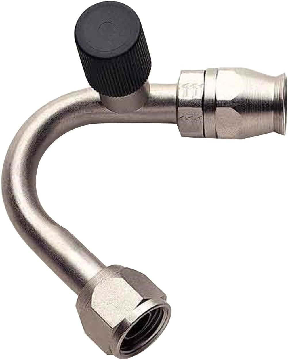 Aeroquip FCE1893 135 Degree -8 Hose End with Charge Port, Steel Nickel Plated, 8 AN Female O-Ring Fitting