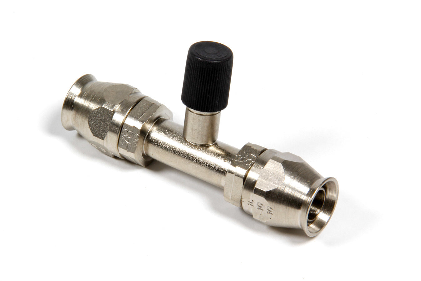 AEROQUIP FCE1914 Straight 10 AN Hose Fitting with Charge Port, Steel Nickel Plated