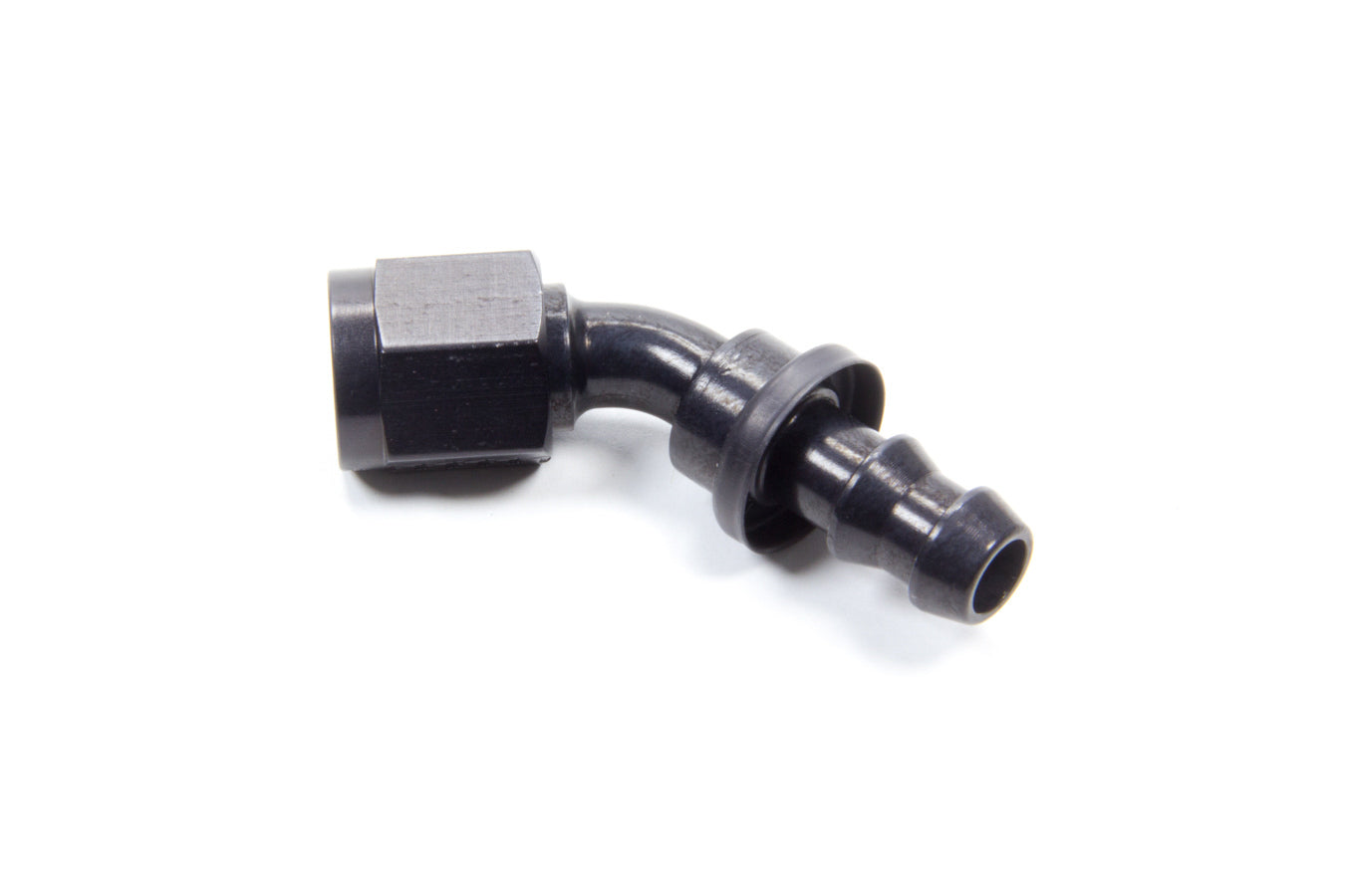 AEROQUIP FCL1522 #6 45 Degree Socketless Hose End Fitting, 6 AN Female, Aluminum, Black Anodized