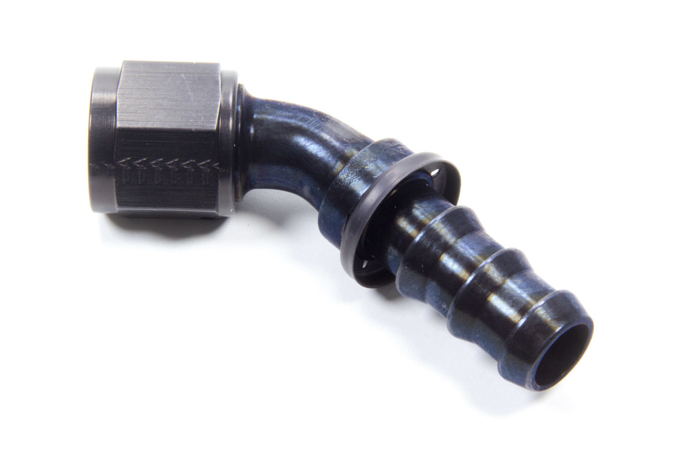 AEROQUIP FCL1524 #10 45 Degree Socketless Fitting with Aluminum Black Anodized Finish