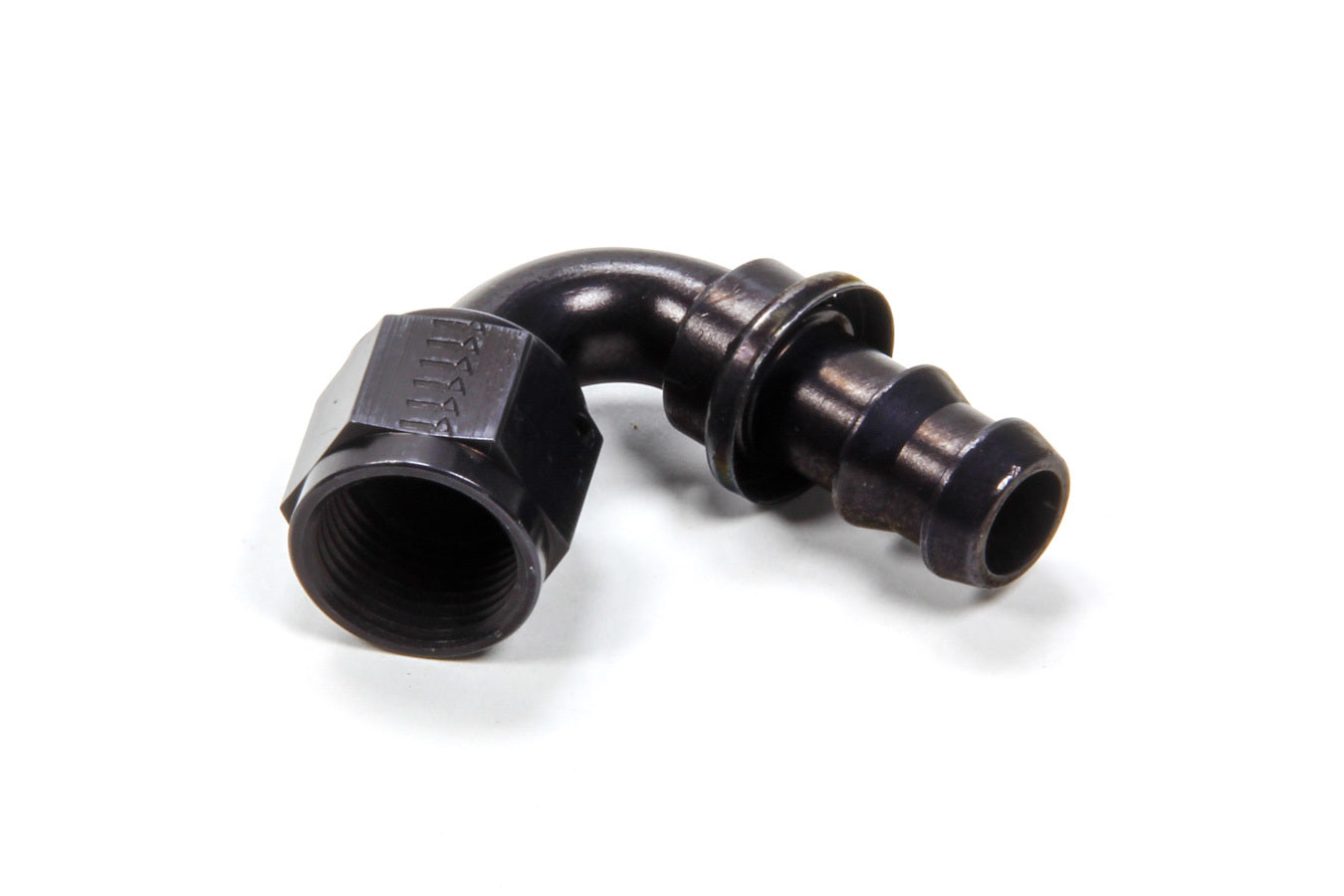 AEROQUIP FCL1543 #8 120 Degree Socketless Hose End Fitting, Aluminum Black Anodized, 8 AN to 8 AN Female, 120 Degree Bend