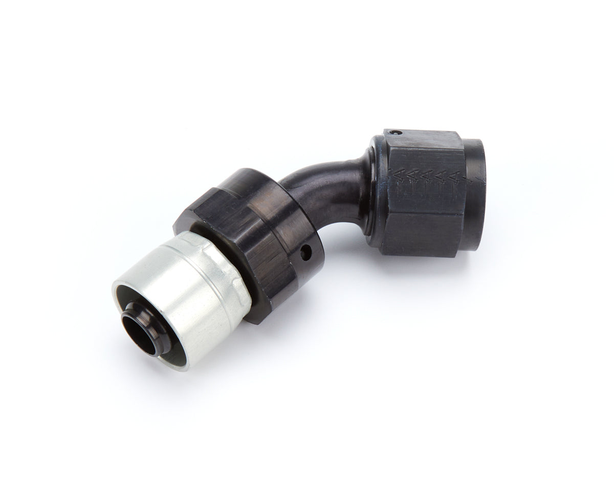 Aeroquip FCL4223 8AN StreetLite 45-Degree Hose End Fitting with Swivel Aluminum Black and Silver Anodized