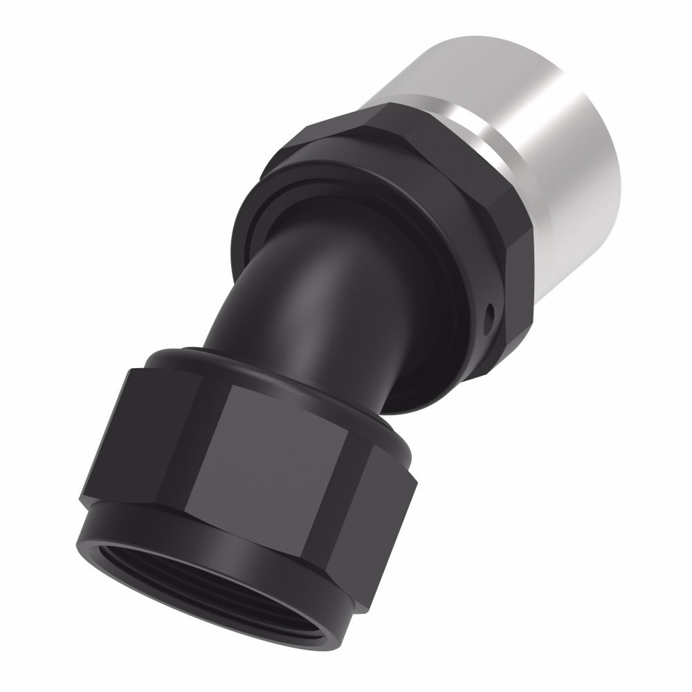 Aeroquip FCL4226 16AN StreetLite 45-Degree Fitting with Swivel Aluminum Black Anodized