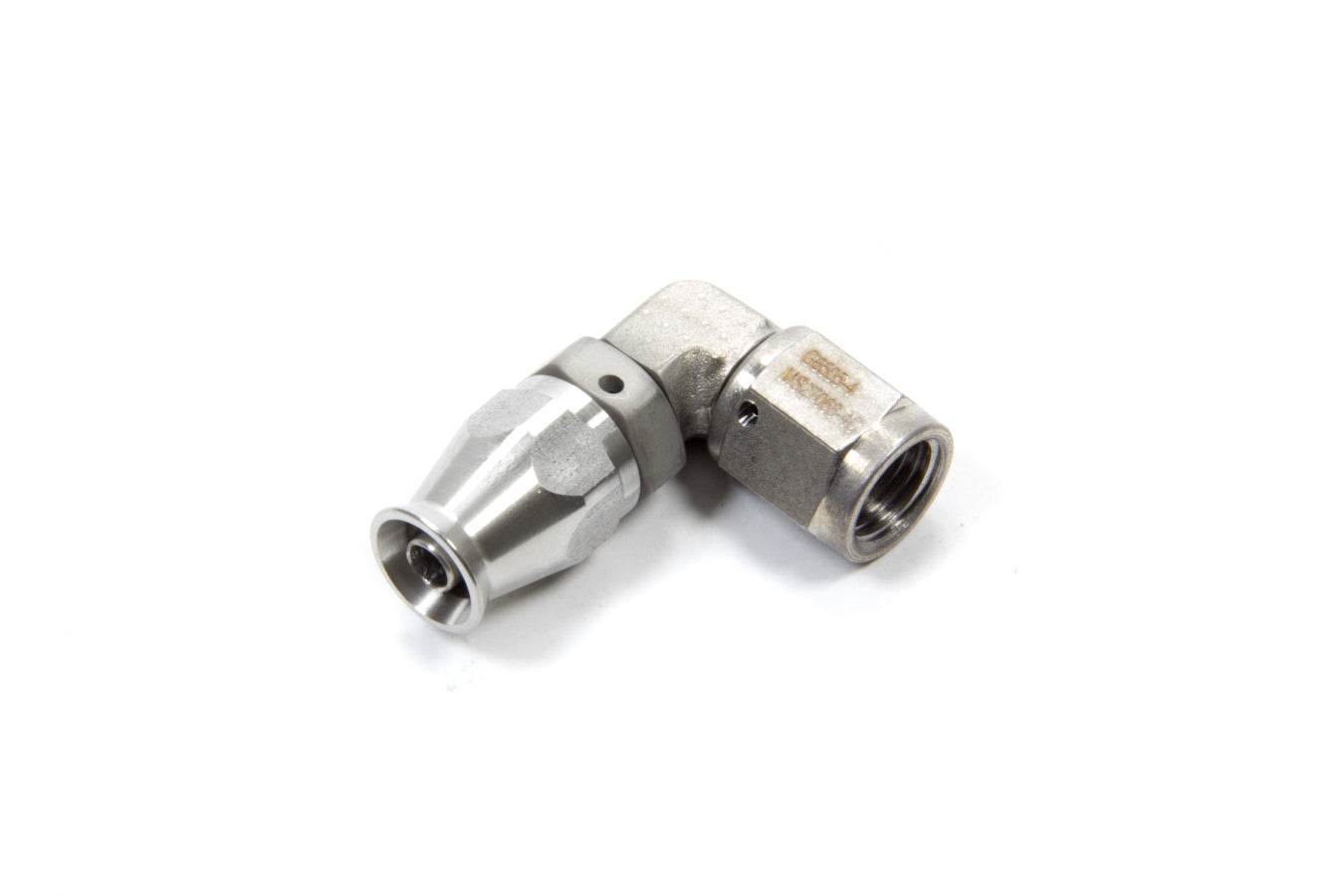 AEROQUIP FCM1151 #4 90 Degree PTFE Racing Hose End with 4AN Female Connection, Stainless Steel, Natural Finish