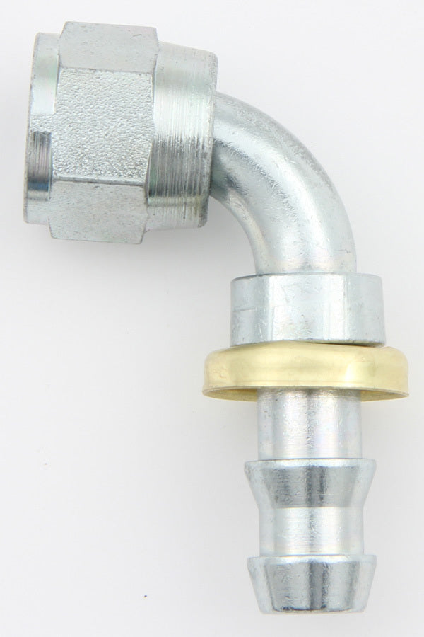 AEROQUIP FCM1442 #6 90 Degree Elbow Swivel Hose End with 6 AN Female and 6 AN Hose Barb, Steel, Natural Finish