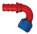 Aeroquip FCM1545 #12 120 Degree Socketless Hose End Fitting with 12 AN Female and Hose Barb in Aluminum Blue and Red Anodized