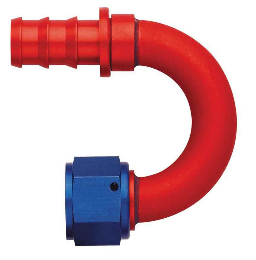 Aeroquip FCM1563 #8 180 Degree Socketless Hose End Fitting, Aluminum, Blue and Red Anodized