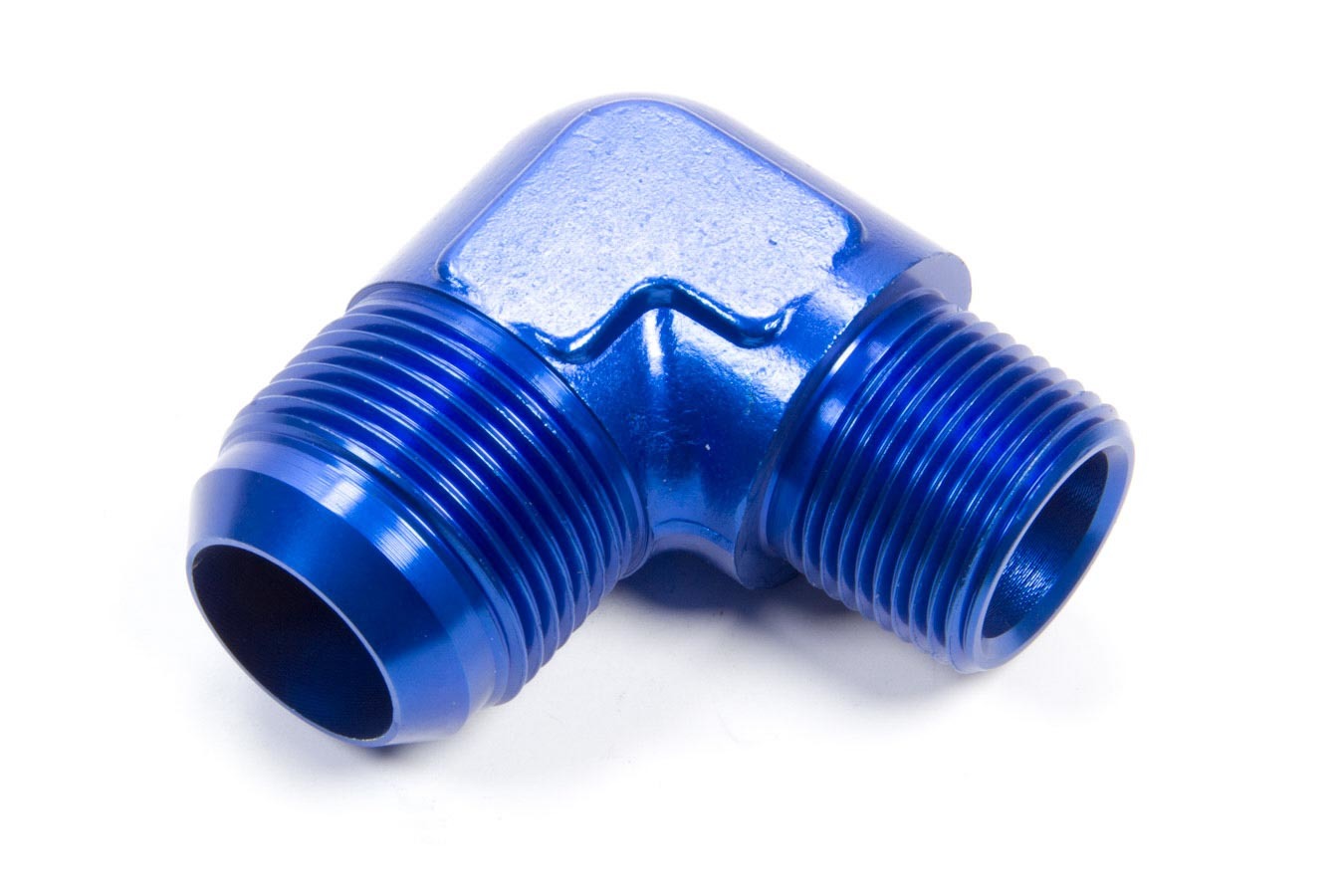 AEROQUIP FCM2018 90 Degree 16 AN to 3/4 Inch NPT Aluminum Adapter with Blue Anodized Finish
